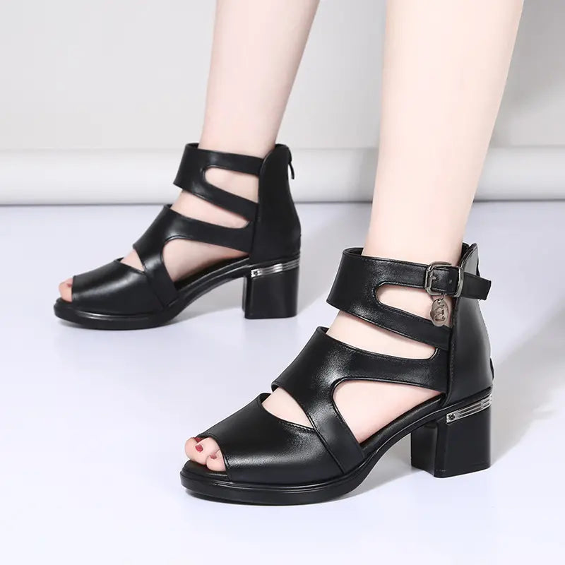 🥰Най-ниска цена за ограничен период от време✨✨【35-41】👠Нови летни сандали с дебели токчета и отворена рибена уста