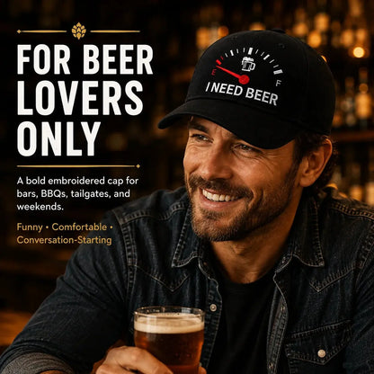 🔥 UTOLSÓ NAP 50% KEDVEZMÉNNYEL - 🍺 Hímzett sapka "I NEED BEER" - Uniszex emléksapka 🧢