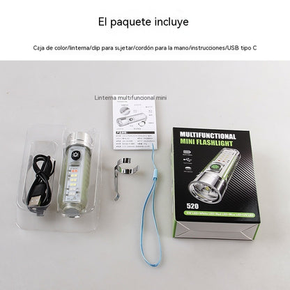 👍👍Kompaktní svítilna s vysokou intenzitou světla, multifunkčním bočním světlem, rychlým nabíjením přes USB-C, přenosností a ultra dlouhou výdrží baterie.