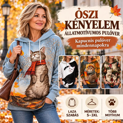 🐱【S-6XL】Új női téli hosszú ujjú póló, aranyos macskás mintával