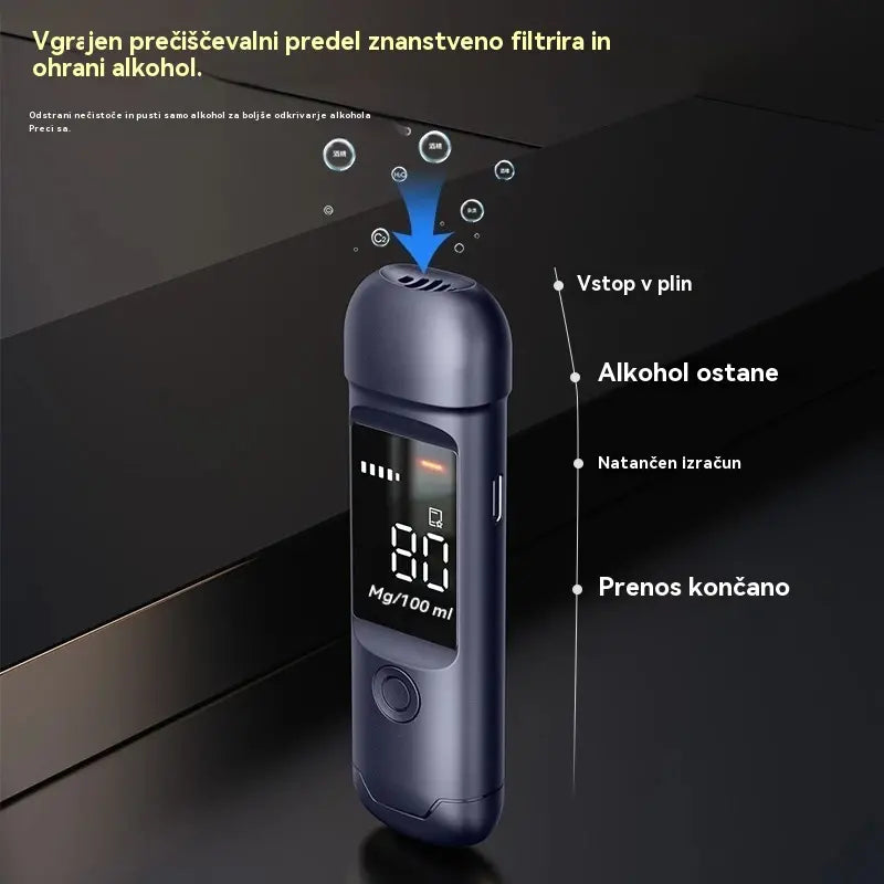 🍷 Prenosni natančni merilnik alkohola – Izmeri raven pred vožnjo