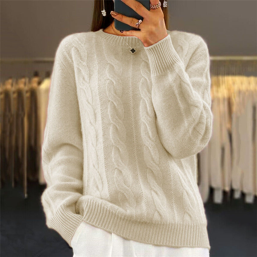 【S-XL】2026 ősz és tél új kerek nyakú egyszínű nyak retro színű twist pulóver pulóver pulóver kötött pulóver pulóver pulóver