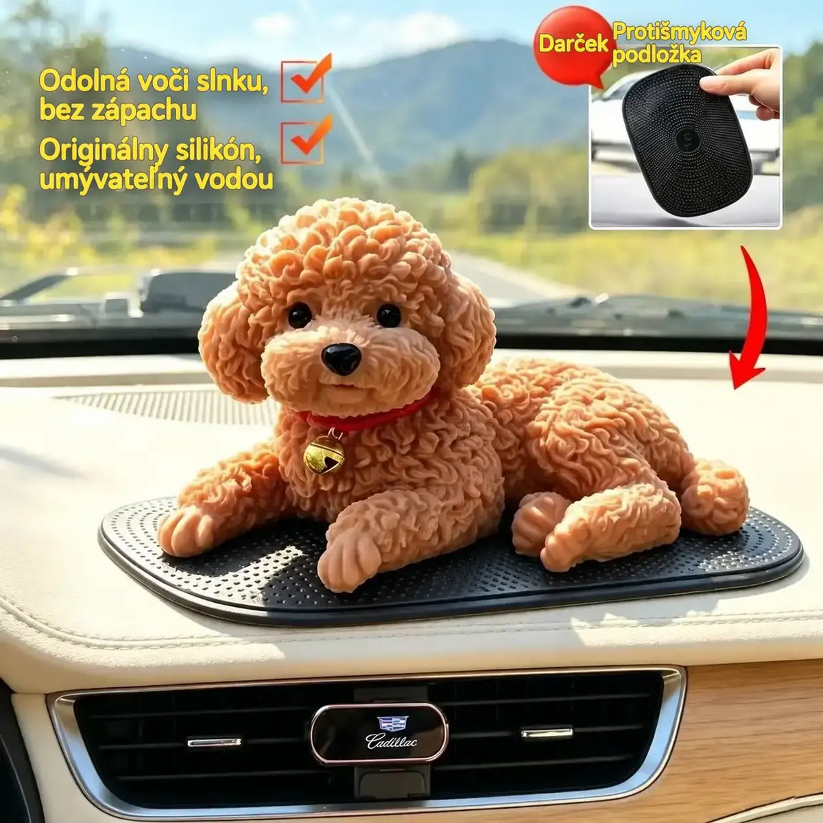 🐩✨ Ozdoba pudlíka na palubnú dosku auta – realistické detaily, 2 farby, ideálny spoločník na každú cestu.