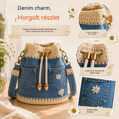 👝Egy bohém stílusú szőtt farmertáska, amely minden megjelenésedhez illik ✨