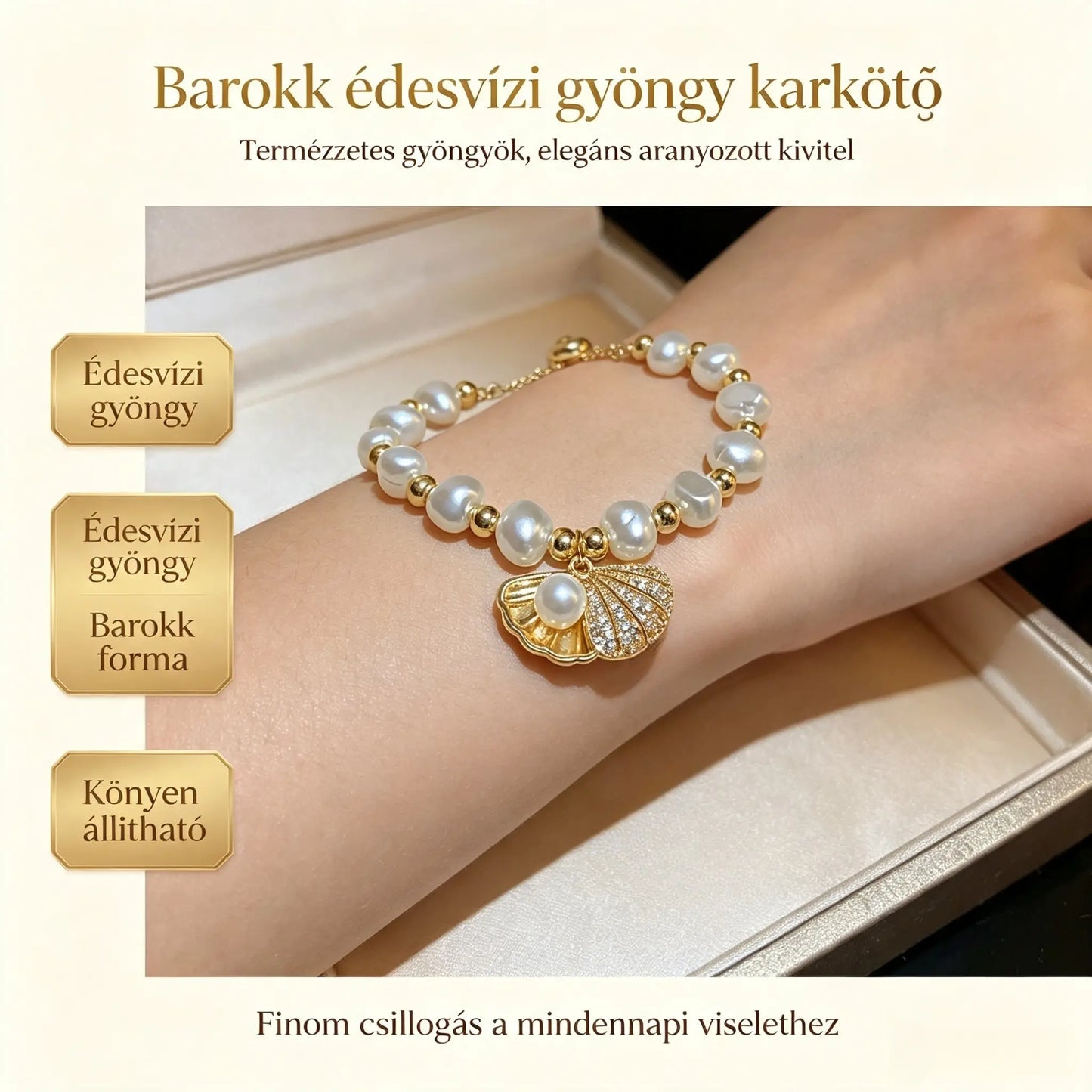 💐✨【Fő karkötő + 5 darab hozzáillő kiegészítő】Barokk édesvízi gyöngy karkötő, egy elegáns és sokoldalú, visszafogott luxusékszer.