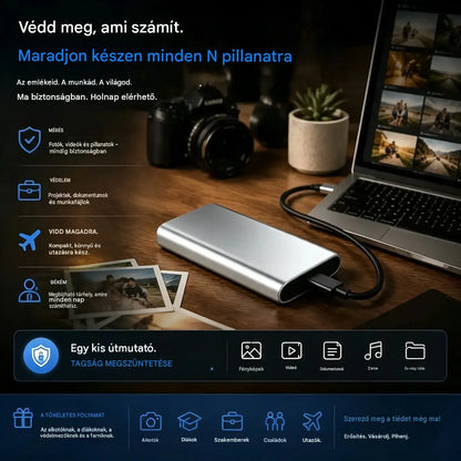 Utolsó nap, amikor 50%-ot spórolhatsz - Hordozható külső SSD - Védd meg fotóidat, videóidat és fontos fájljaidat.