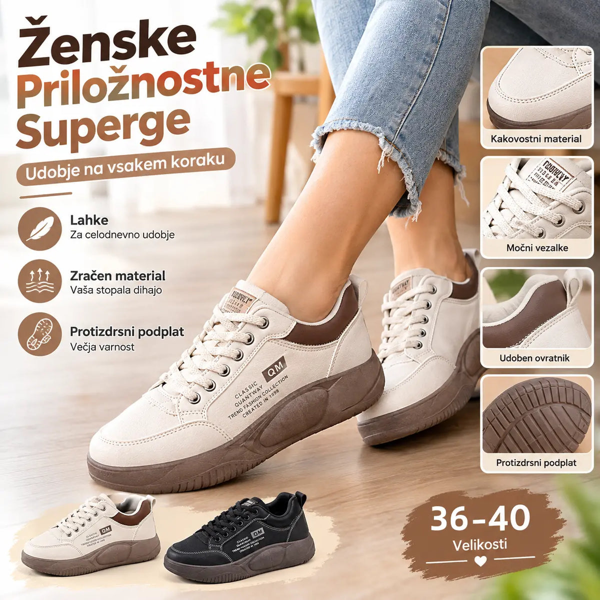 【35-40】Modni čevlji za prosti čas z debelim podplatom, nov model, 2026