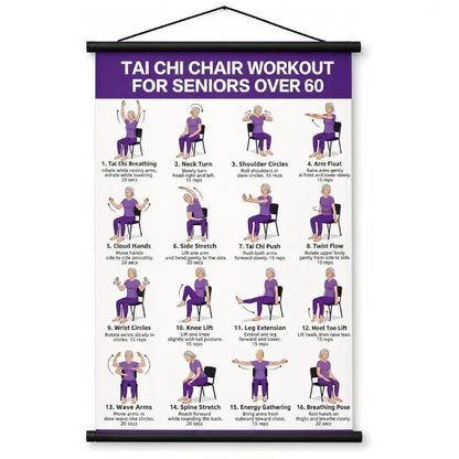 Plakat z ćwiczeniami Tai Chi dla seniorów