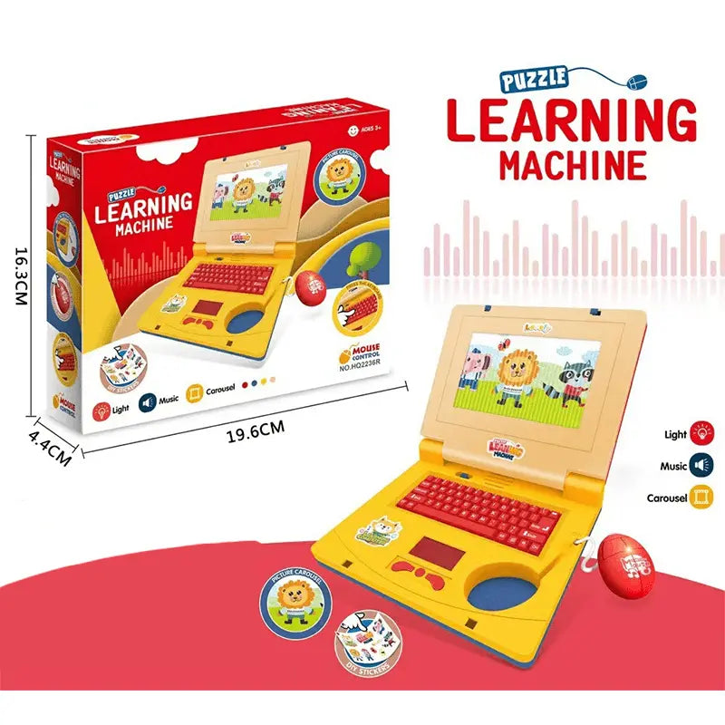 🧸 Interaktív szimulációs játék laptop – Fények, hangok és tanulójátékok – Játékosan fejleszti a gyermekek kreativitását és motoros készségeit 🎵