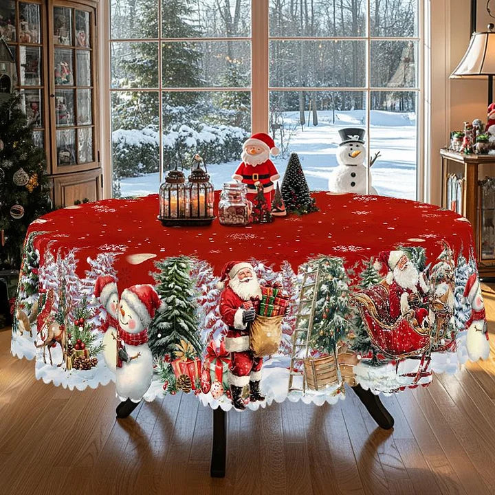 🔥【Ζεστή πώληση σε χαμηλή τιμή】🎄 Υψηλής ποιότητας χριστουγεννιάτικο τραπεζομάντιλο - μαγικό σχέδιο με τον Άγιο Βασίλη και τους ταράνδους