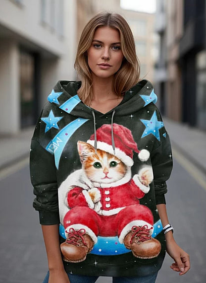 🐱【S-6XL】Új női téli hosszú ujjú póló, aranyos macskás mintával