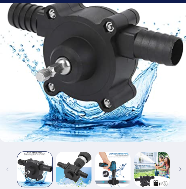 Pequeña bomba de agua doméstica accionada por taladro eléctrico; bomba de agua portátil de CC.