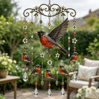 🐦 Křišťálové zvonkohry ozdobené kolibříky a malovanými vzory ve vintage stylu