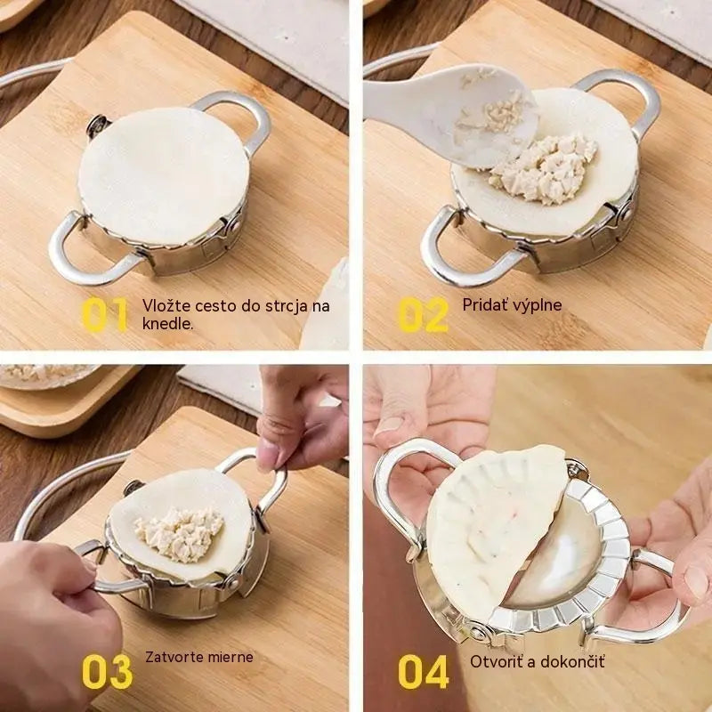 🥟Vykrajovač (8,5 cm) + forma na pirohy (8,5 cm)✨ Domáce pirohy s dokonalým vzhľadom hotové za pár minút!✨ Nerezová oceľ vhodná na styk s potravinami