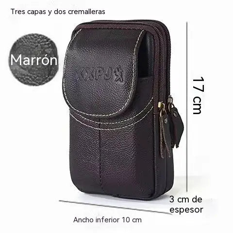 [Compra uno y llévate otro gratis]Riñonera de cuero auténtico para hombre