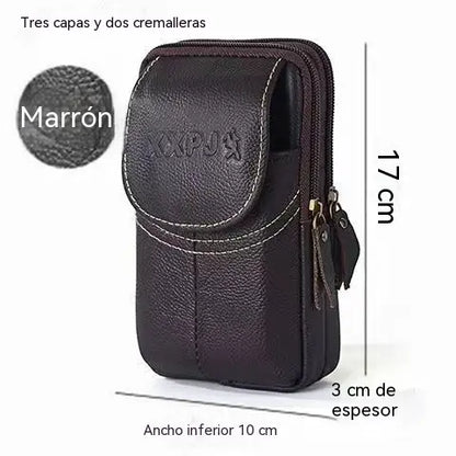 [Compra uno y llévate otro gratis]Riñonera de cuero auténtico para hombre