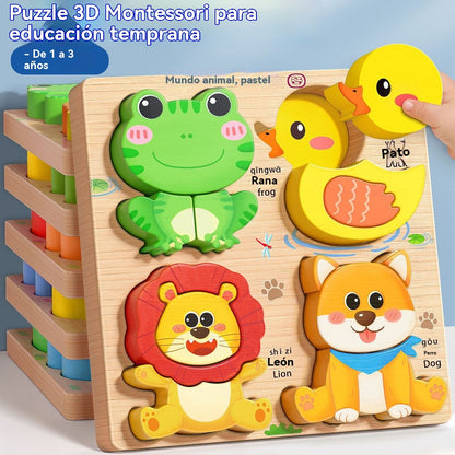 🔥😍 Časově omezená speciální nabídka 【1 sada 4 stylů】👧🏻🧩Dřevěné Montessori 3D puzzle pro předškolní vzdělávání