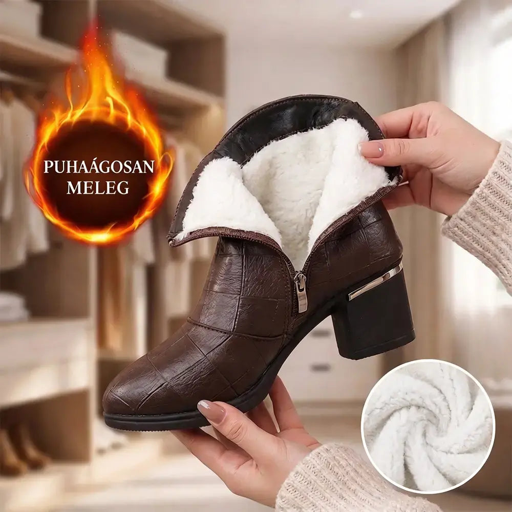 ❄️Elegáns közepes sarkú téli bokacsizma🤎