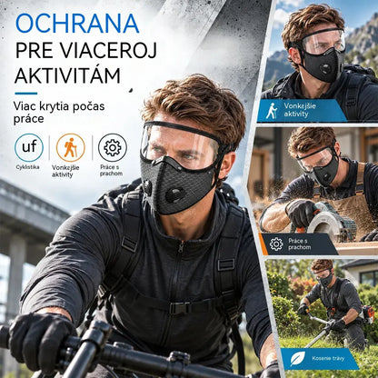 🔥 【LIMITOVANÁ PONUKA: KÚPTE 1 A DRUHÝ ZÍSKATE ZDARMA】 Multifunkčná ochranná maska na šport a prácu 🚴 | Odnímateľný HD štít · Ideálna na bicyklovanie, kosenie a prašné práce · 4 farby