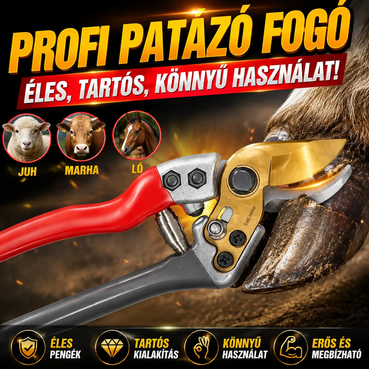 🔥【Juhoknak, szarvasmarháknak és lovaknak alkalmas】🐏🐂🐴 Patavágó fogó – Éles és tartós, így a patavágás könnyebb