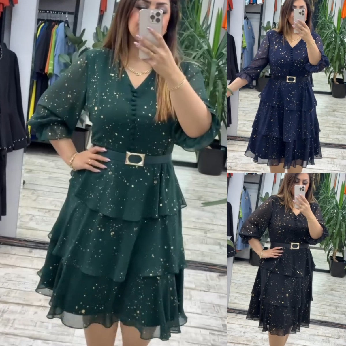 【🥇HOT SALE】【Купете 1, вземете 1 на цена 1】(S-5XL) 💋 Висококачествена шифонена рокля