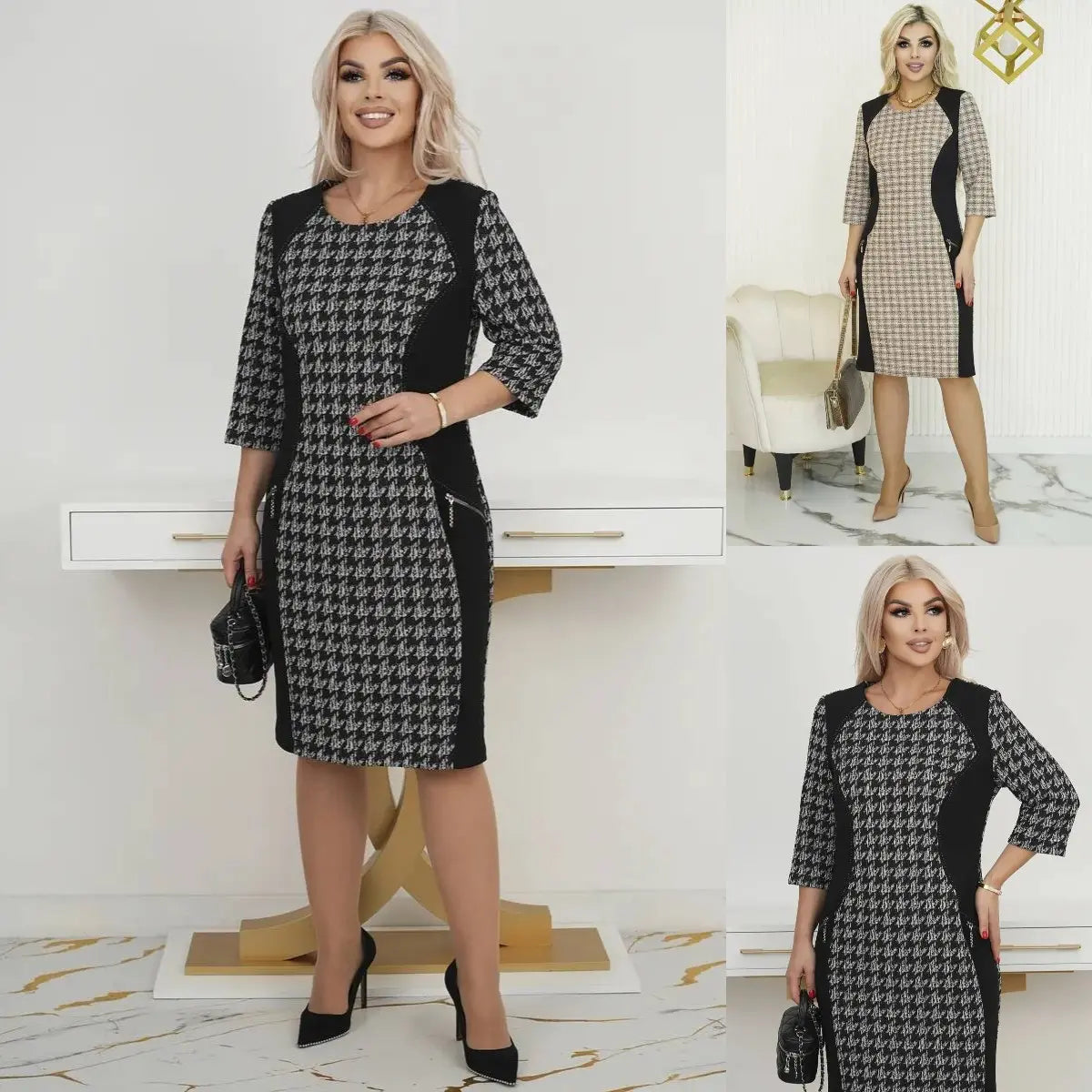 ✨Kontúros mintás női ruha, elegáns megjelenés😍