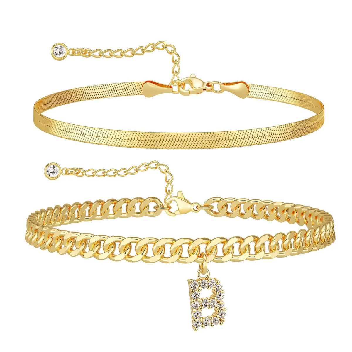 💛 Nőknek készült finom réteges arany monogramos bokakarkötő – Elegáns, divatos  ✨