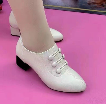 🔥👠【35-40】Új, divatos, hétköznapi, valódi bőrcipők közepes sarkú kivitelben