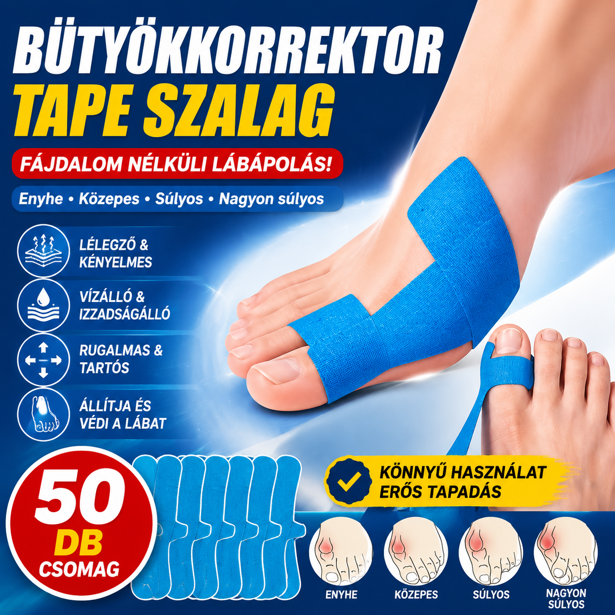 ‼️[50 darab] 👣Rugalmas ujjvédők, égési sérülésekre való tapaszok, tartós sportkötések