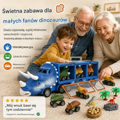 🦖🚛 Interaktywna ciężarówka do transportu dinozaurów: ze światłami, dźwiękami i ruchomymi figurkami – wybierz się na pełną wrażeń prehistoryczną przygodę! ✨🎮