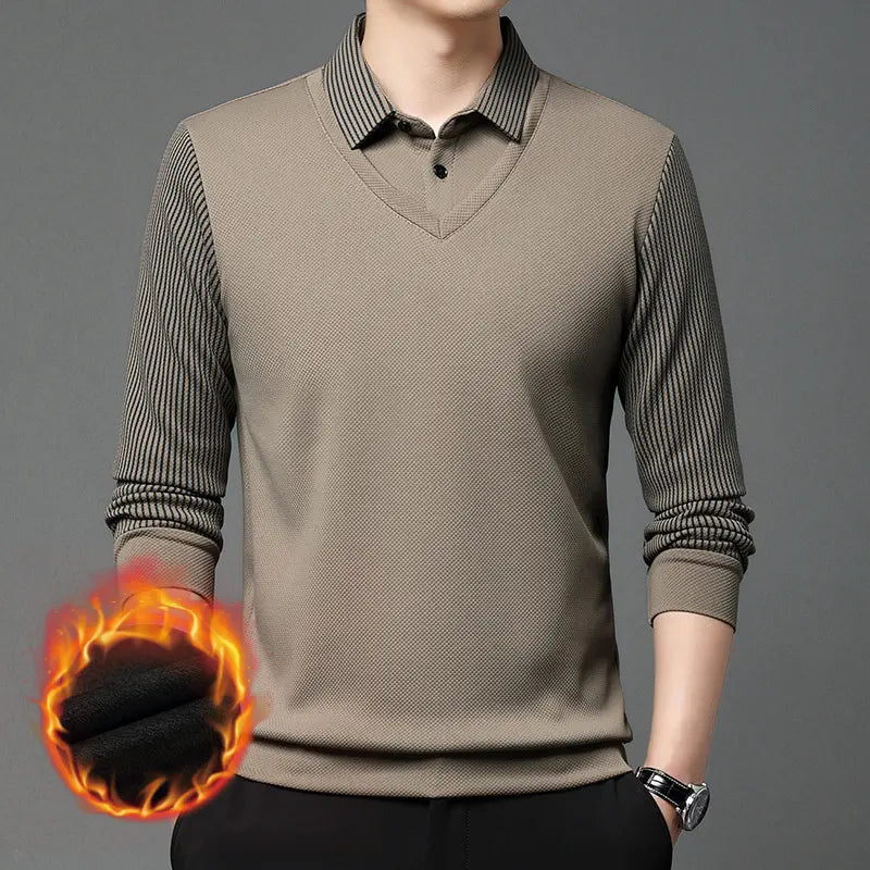 【M-4XL】 Polo majica slojevitog izgleda s patchwork dizajnom i imitacijom pruga