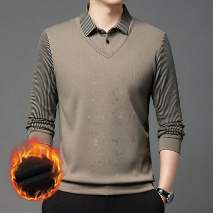 【M-4XL】 Polo majica slojevitog izgleda s patchwork dizajnom i imitacijom pruga