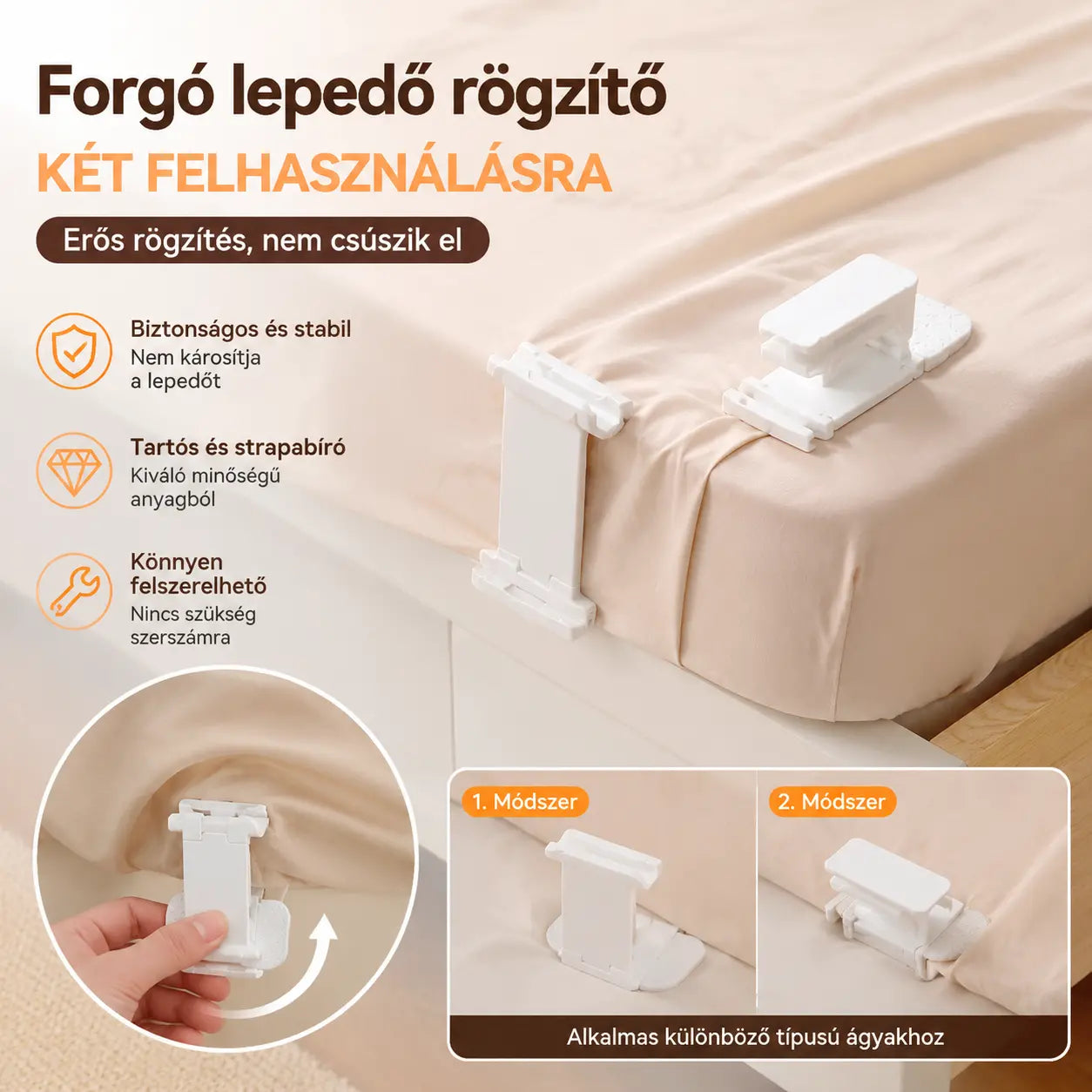🛏4 darabos készlet 8900Ft - Lepedőrögzítők: csúszásmentes, láthatatlan, tűmentes kapcsok, amelyek a lepedőket és a gumis lepedőket a sarkoknál rögzítik, megakadályozva azok elmozdulását.