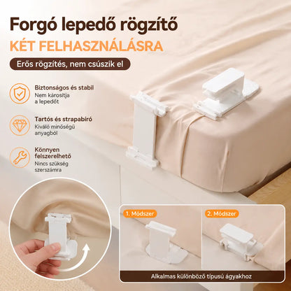 🛏4 darabos készlet 8900Ft - Lepedőrögzítők: csúszásmentes, láthatatlan, tűmentes kapcsok, amelyek a lepedőket és a gumis lepedőket a sarkoknál rögzítik, megakadályozva azok elmozdulását.