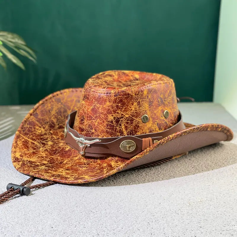 🤠Užijte si nyní 50% slevu! 🌟Retro kovbojský klobouk se širokou krempou a kapucí - fedora ve westernovém stylu Distressed