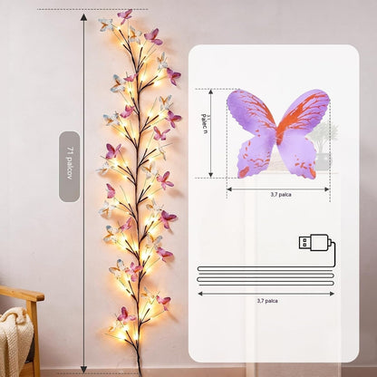 ✨ Prilagodljive LED lučke v obliki vzpenjajoče se veje z metulji - ustvarite čarobno in prijetno vzdušje v vašem domu 🦋💡