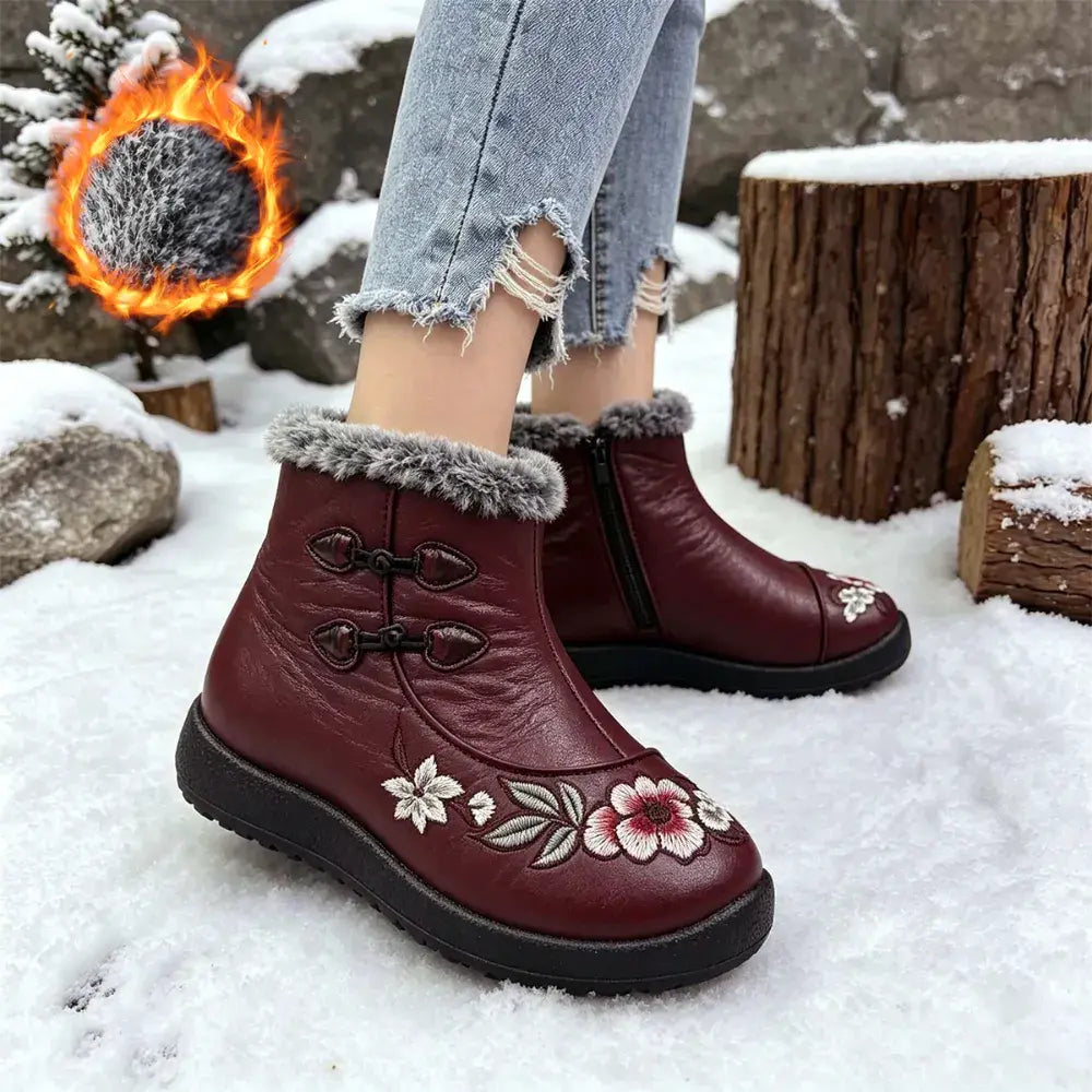 ❄️Virágos női téli csizma – puha belső béllel, nem fázik a lábad!🌸