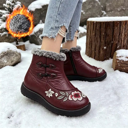 ❄️Virágos női téli csizma – puha belső béllel, nem fázik a lábad!🌸