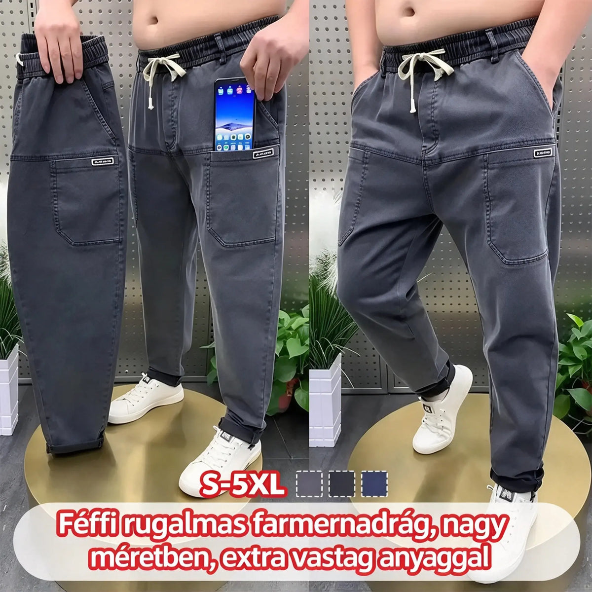 【S-5XL】Férfi nagy méretű, sztreccs farmernadrág