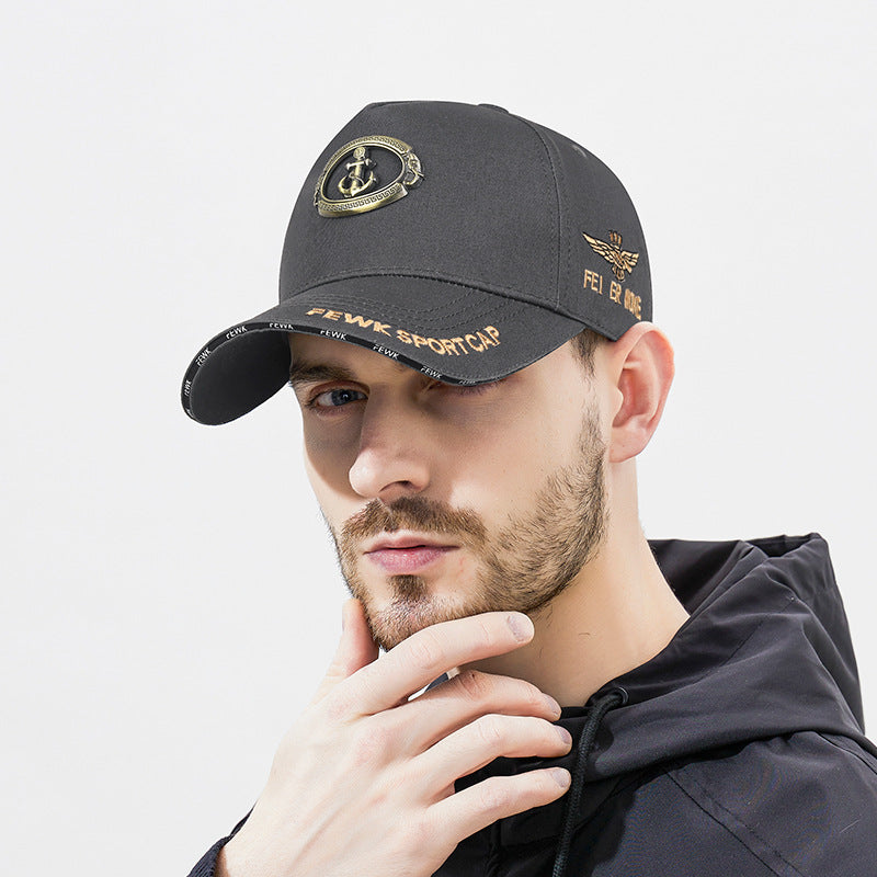 🔥😍Ειδική προσφορά🧢Αυθεντικό καπέλο μπέιζμπολ με μεταλλικό λογότυπο Anchor, Πεντάφυλλο καπέλο προστασίας από τον ήλιο, Ψηλή σόλα