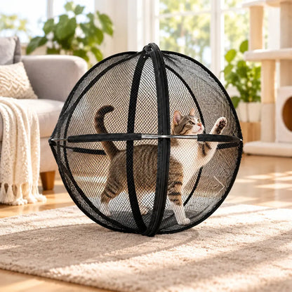 🐱 Skladací guľovitý stan pre mačky s priedušnou sieťovinou · 360° ochrana · Bezpečný priestor na hranie v interiéri aj exteriéri!