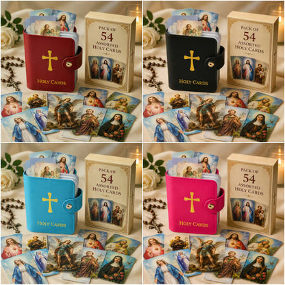 ✝️Valódi bőr szentkártyatartó – Zsebstílusú imakártya-rendező patentkapoccsal 🎁