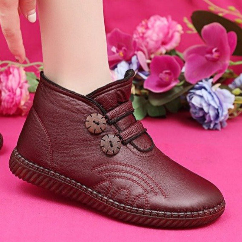 【50%OFF】💥【35-40】Női bőr, pamut, csúszásmentes, kézzel készített cipők őszre és télre