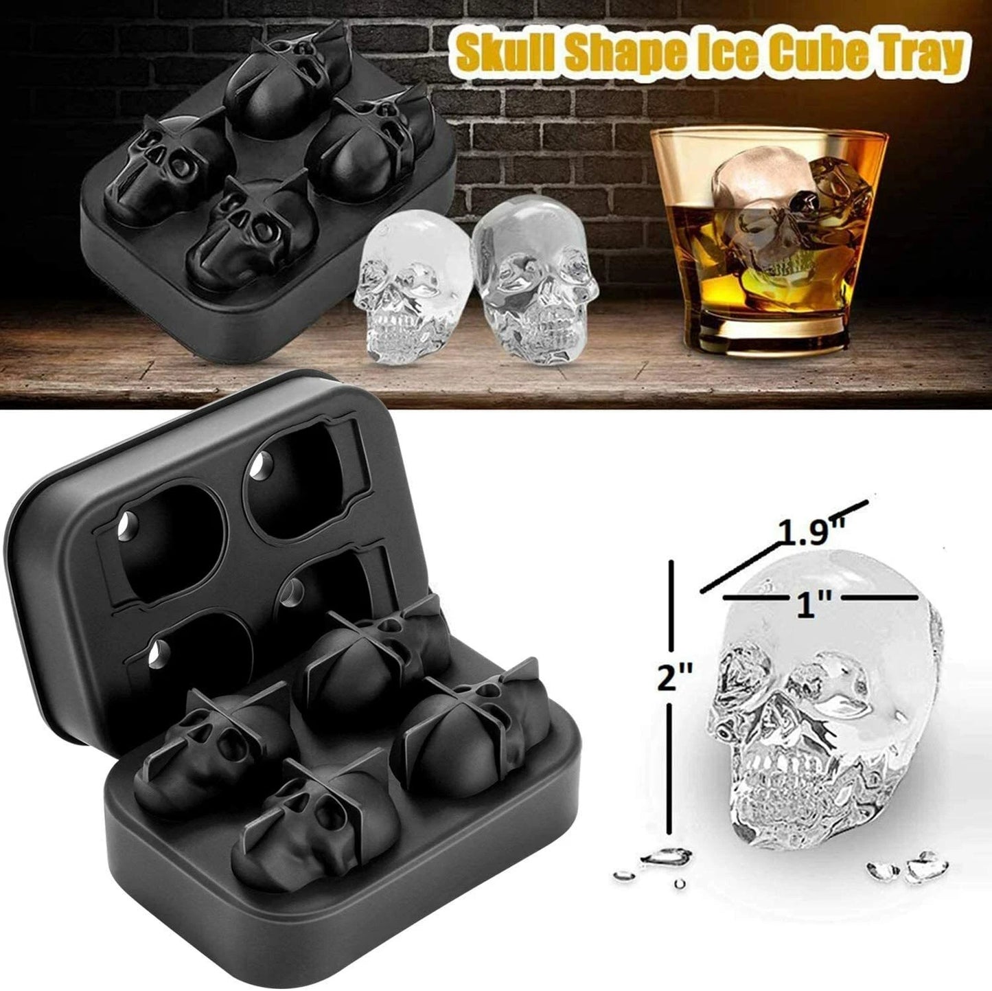 ❄️💀🍸Направи си сам: Силиконова форма за лед с череп