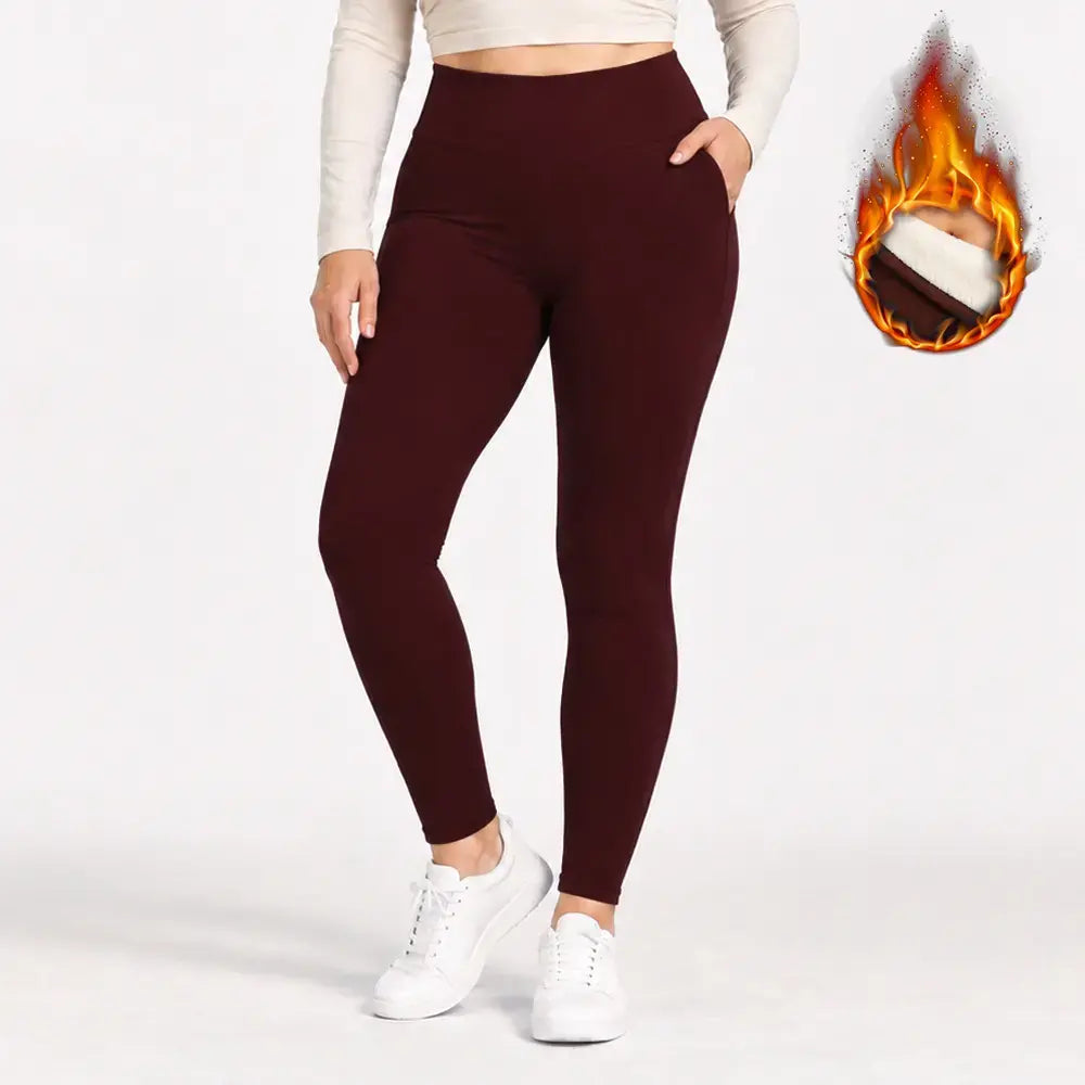 【S-2XL】Magas derekú, bélelt téli leggings hasformáló hatással