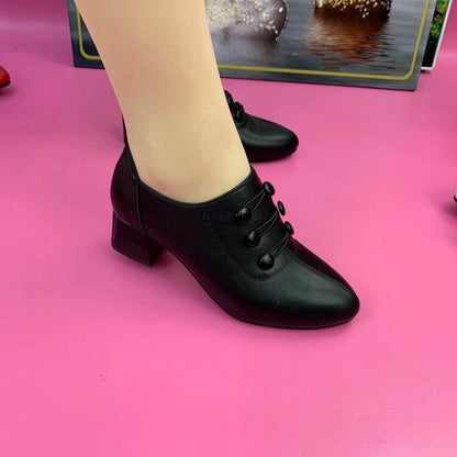 🔥👠【35-40】Új, divatos, hétköznapi, valódi bőrcipők közepes sarkú kivitelben