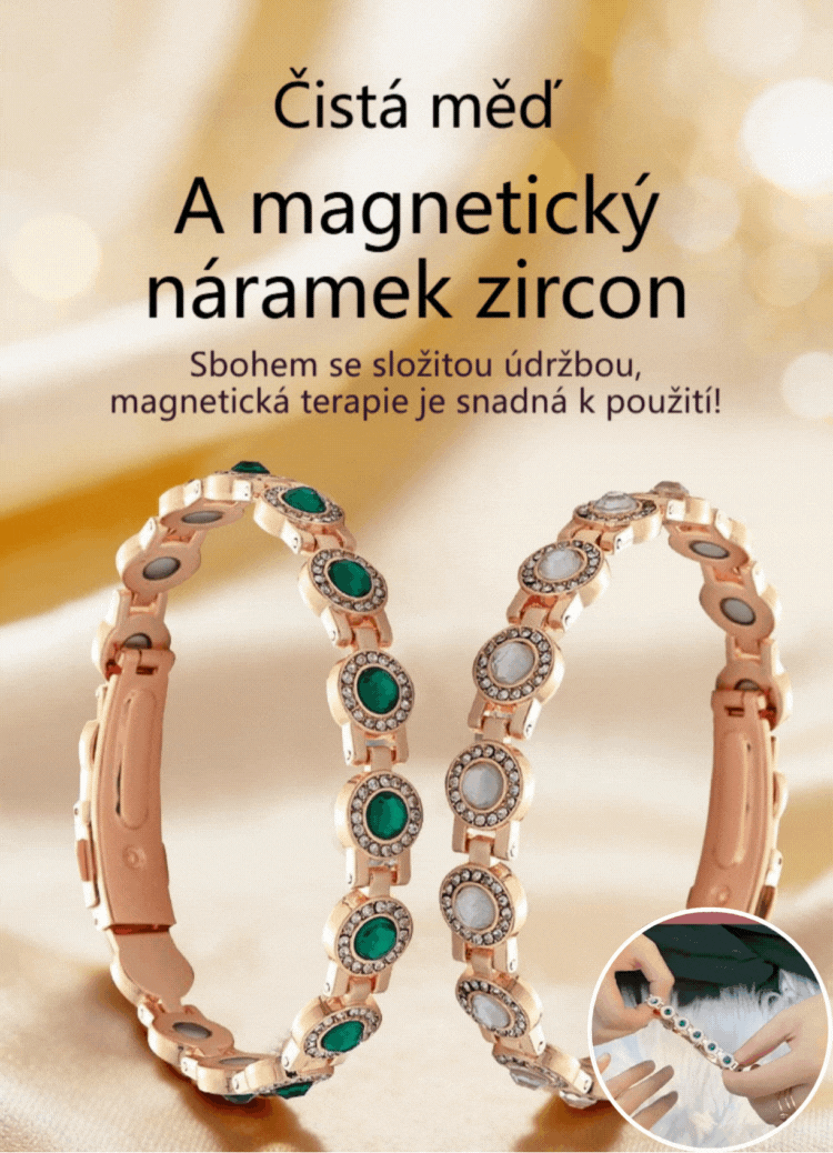 🔥Ειδική προσφορά περιορισμένης διάρκειας✨Κομψό και πολυτελές μαγνητικό βραχιόλι από καθαρό χαλκό και ζιργκόν από κράμα αλουμινίου