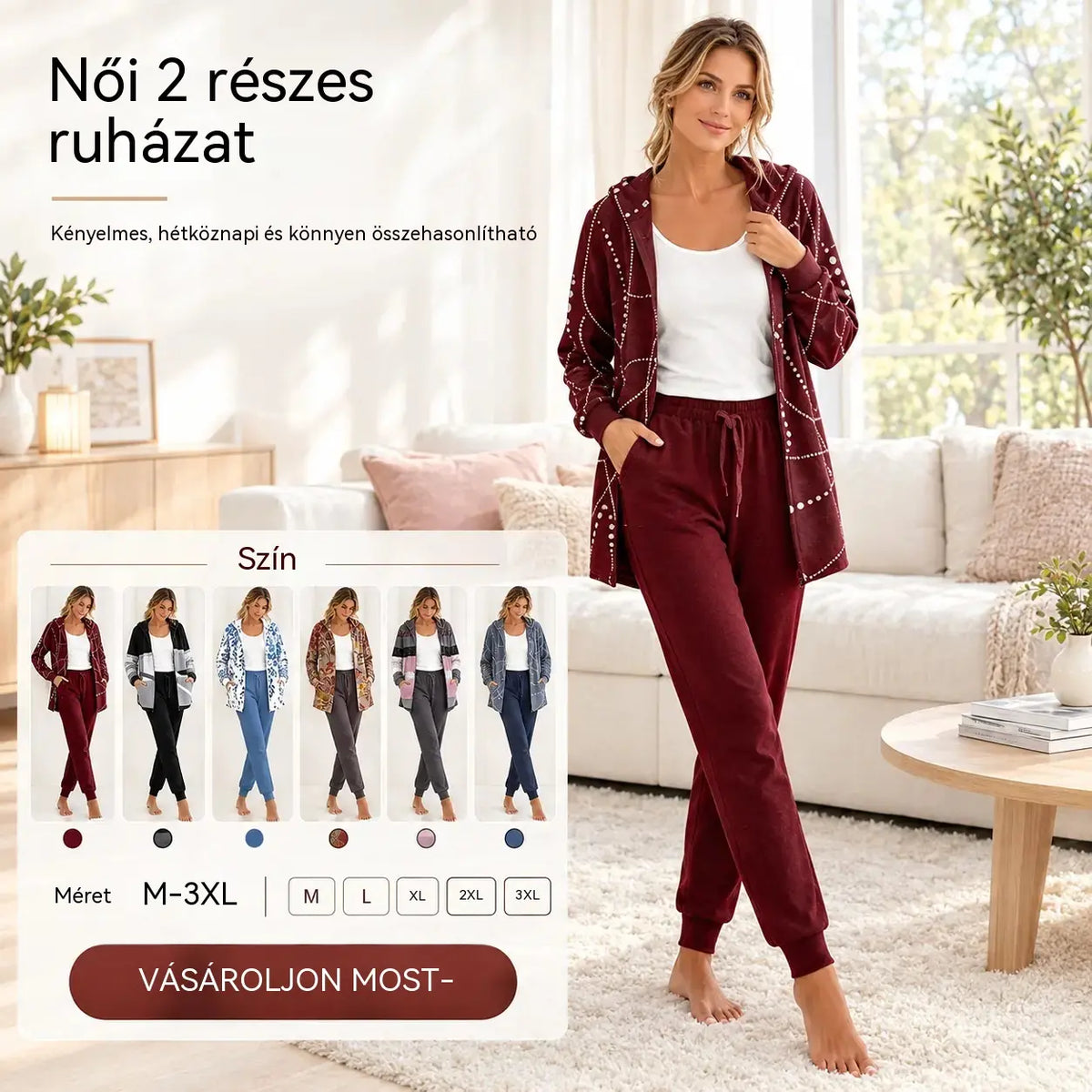 ✨3 darabos női otthoni ruha szett, kényelmes és stílusos😍