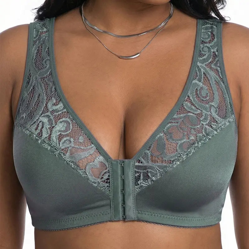 💖【3-dielna sada】Najnižšia cena vôbec【L-4XL】😍🩲Podprsenka s push-up strihom pre väčšie veľkosti, krásna čipka, push-up a vyklenutý dizajn, zapínanie vpredu