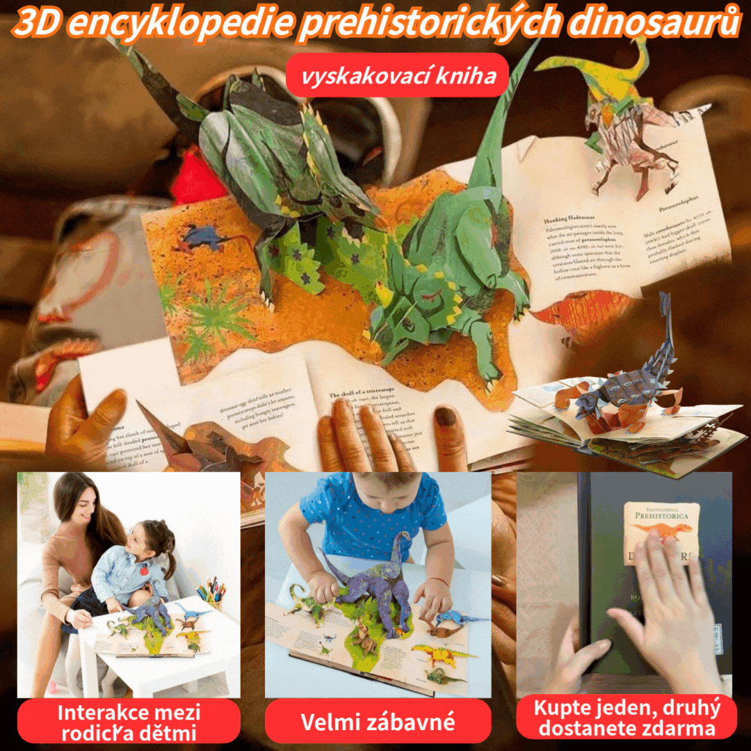 📕 3D encyklopedie prehistorických dinosaurů - vyskakovací kniha - encyklopedie dinosaurů
